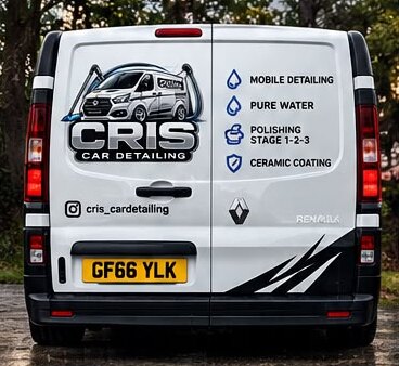 The Cris Car Detailing van from the rear